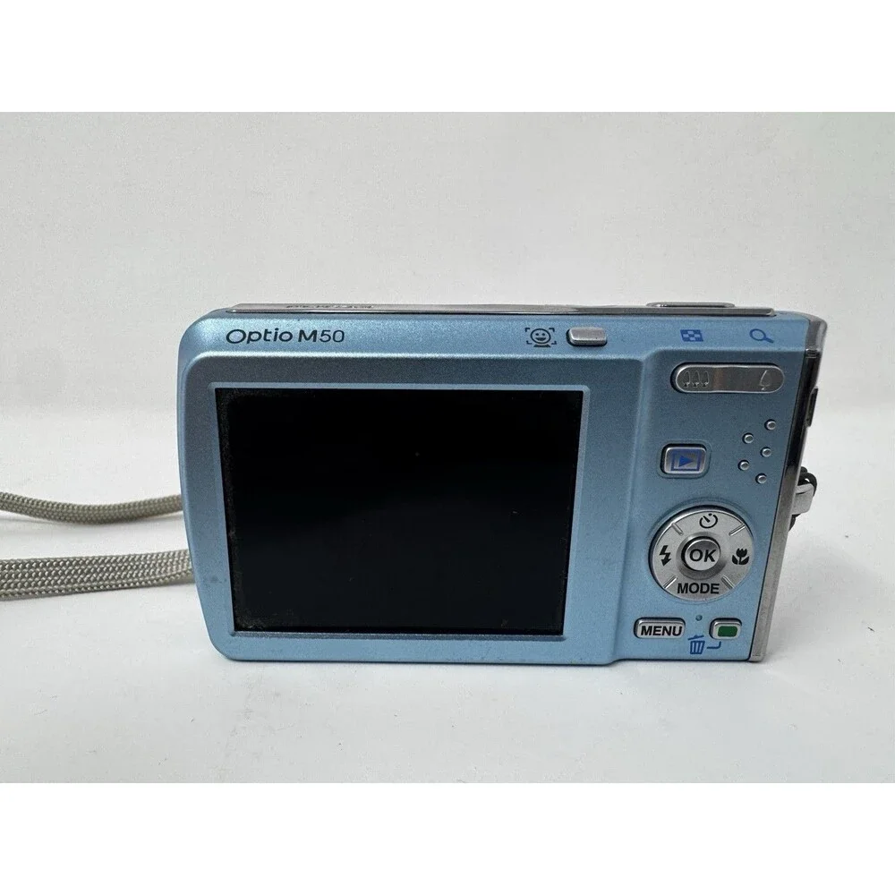 Pentax Optio M50 8MP Digital Camera Blue w/ Charger 2 Batteries (See Video)
